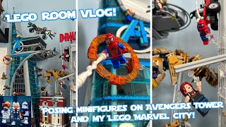 LEGO Room Vlog! Placing Minifigures on Avengers Tower + Upgrading My LEGO Marvel City!