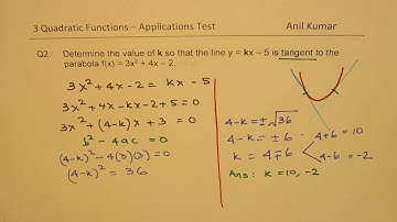 Quadratic Functions MCR3U Applications Test