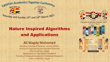 ETU-EAT Conferance - Nature Inspired Algorithms and Applications