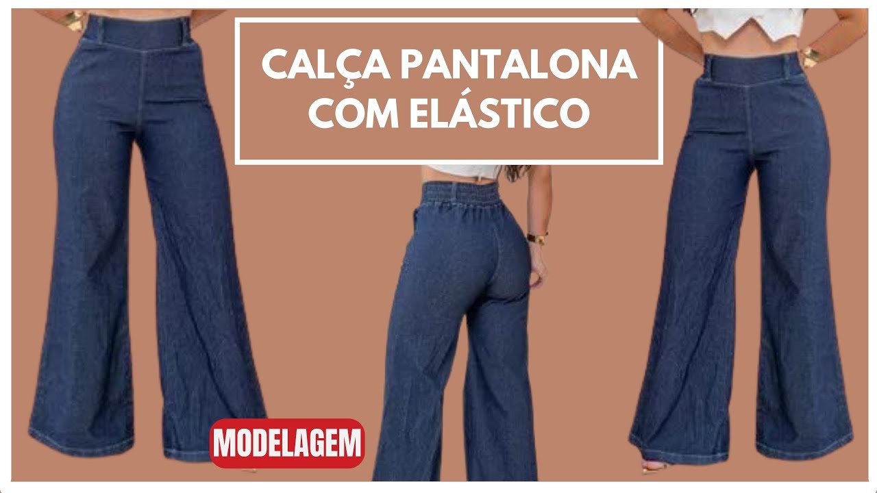 Calça pantalona com elástico - modelagem