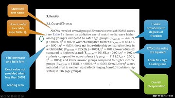 Formatting the results of statistical analysis in research writing