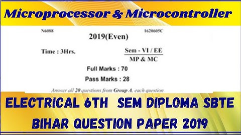 || Microprocessor and Microcontroller || Question paper 2019 Electrical 6th semester diploma sbte