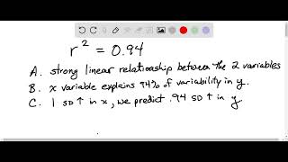 an association between two variables has an r2 of 0.94, which of the following can I conclude? Grou…