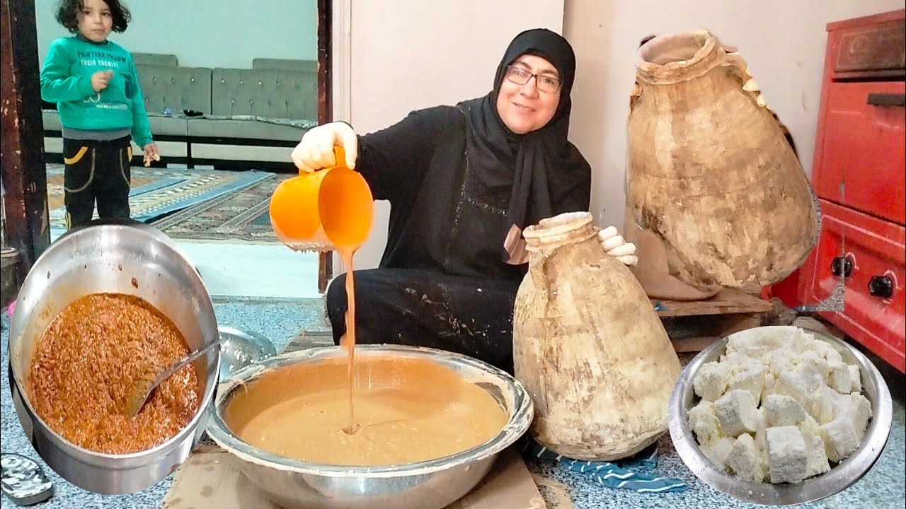 الناس بتعمل كعك العيد وهناء غرقانه فى المش الجديد ☝️ طريقة عمل المش الفلاحي من خمرته وتوديك البلاص⛄