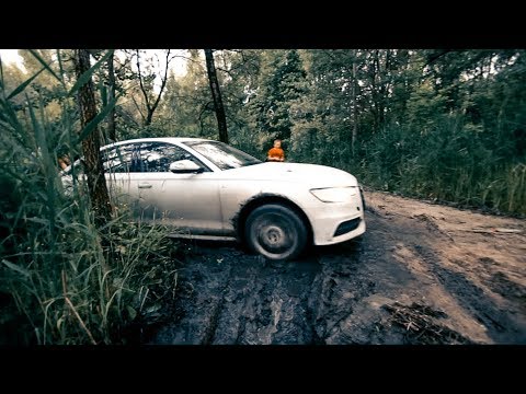AUDI A6 едет через БОЛОТО вместе с TOYOTA LC 200 , Pajero Sport , Nissan Patrol , Jeep Cherokee