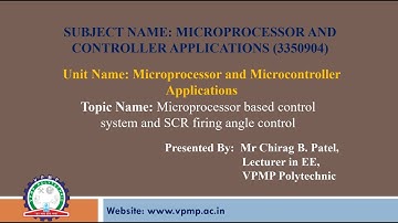 MICROPROCESSOR BASED CONTROL SYSTEM  | MCA |  3350904 | MR. CHIRAG B. PATEL