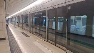 MTR Airport Express Line CAF-Train E108/K408 Arrive AsiaWorld - Expo Station Platform 1