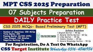 CSS 2025 MCQs- Based Preliminary Test (MPT) Preparation | CSS | MPT | FPSC