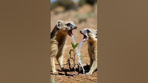 Two Mongooses Rescue a Dying Grape Plant with Water! 🍇 #mongoose #ai #aishort