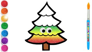 Christmas Tree Drawing, Painting and Coloring for Kids & Toddlers | Coloring Pages