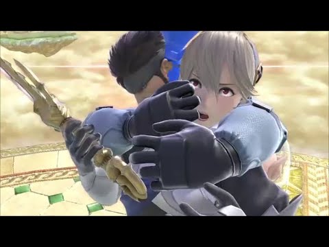 スマブラSP　カムイに（上半身中ダメージ表情）にスネークの掴み