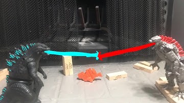 Godzilla and Mechagodzilla beam clash