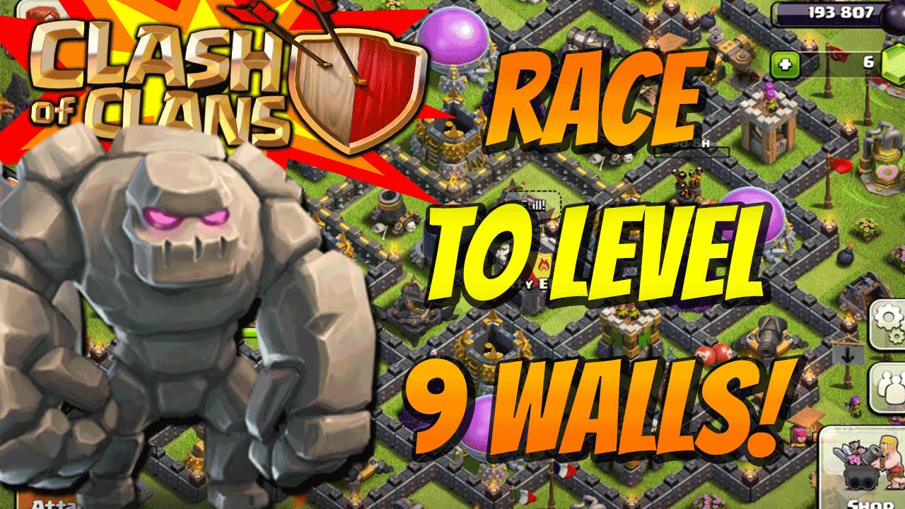 Clash of Clans Race to Level 9 walls! 1 YouTube