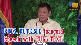 President Rodrigo Duterte's Inaugural speech - with full text transcript
