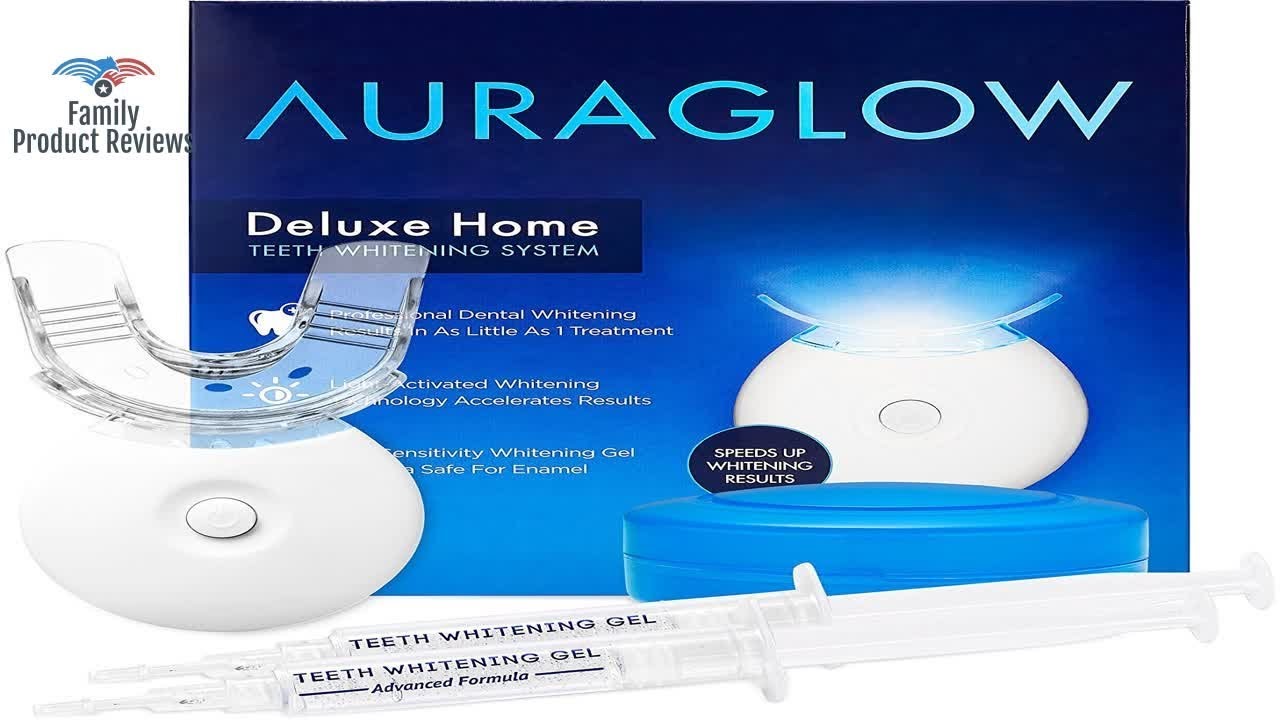 AuraGlow Teeth Whitening Kit LED Light 35 Carbamide Peroxide 2 5ml Gel