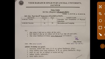 vbspu B.P.E.D time table 2021/vbspu time table 2021/vbspu today exam news/vbspu