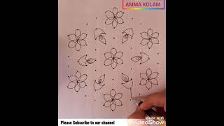 Vilakku Kolam For Beginners | Muggulu | Kolam with 11 * 6 Middle Dots | Amma Kolam No : 679