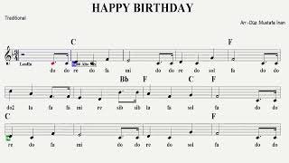HAPPY BIRTHDAY TO YOU--F--:Keyboard,Flute,Guitar,Melodica,Violin,Ukulele,Accordion,Recorder. Resimi