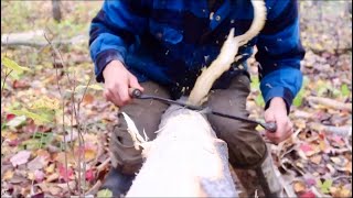 Simple Off Grid Log Cabin Build Pt 1: Peeling Logs, Easy Foundation