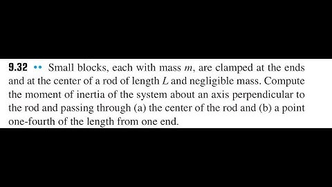 Small blocks, each with mass are clamped at the ends and at the center of a rod of length and neglig