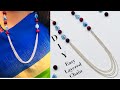 Simple Stylish Necklace with Glass Beads / Wire Jewelry /Layered Long Chain