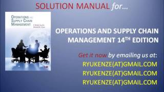 Solution Manual Test Bank Operations and Supply Chain Management 14th Edition