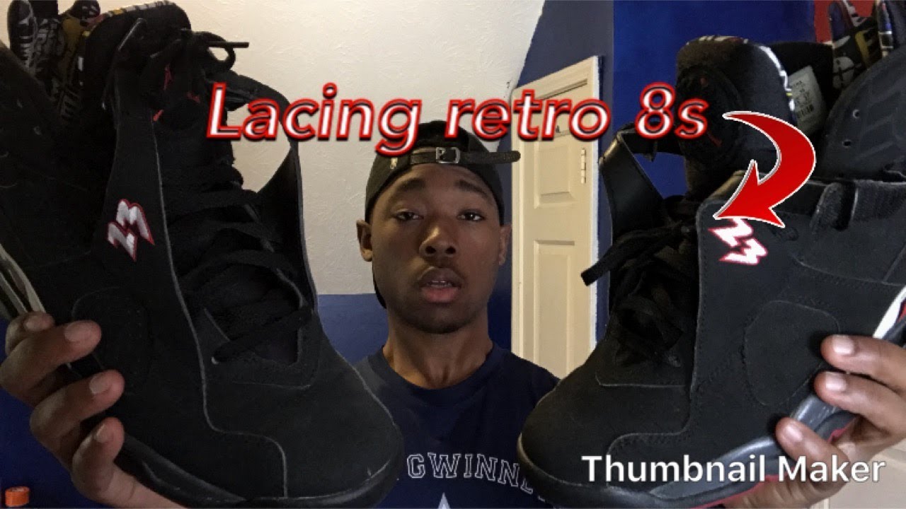 How to lace retro Jordan 8s - YouTube