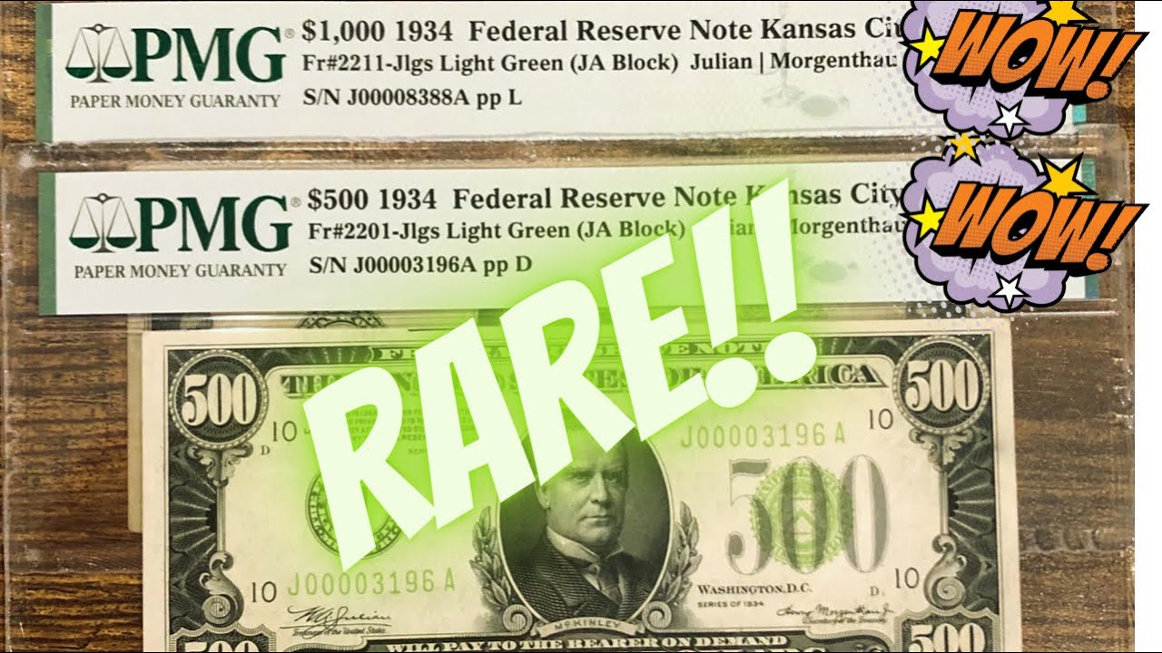 GRADED $1000 & $500 Bills! EXTREMELY LOW Serial Numbers! RARE thousand and five hundred dollar bill!