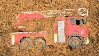 Finding Toy Cars, Long Container Truck, Cement Mixer, Dump Truck, Ambulance, Tayo, Excavator