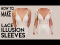 How to Make Lace Illusion Sleeves for a Wedding Gown, Add Sleeves, Sheer, tulle,