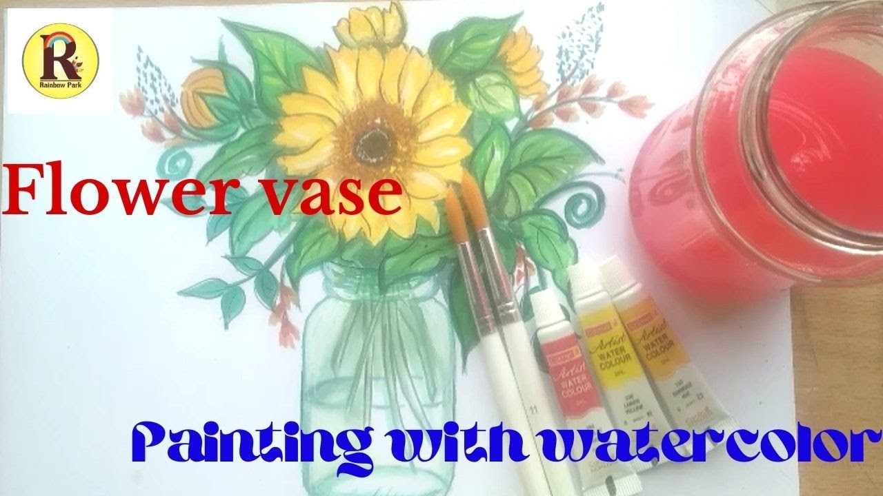 How to paint flower Vase |How to paint flower vase in watercolor| flower drawing|Rainbowpark drawing