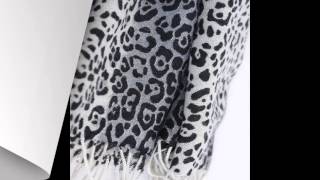 Pashmina Satin Black Leopard Printed Scarves Grey Shawl