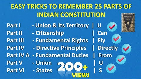 EASY TRICKS TO REMEMBER 25 PARTS OF INDIAN CONSTITUTION #indianpolity #currentaffairs