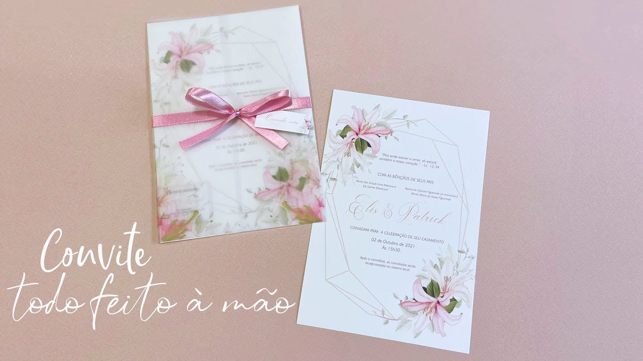 DIY  - Convite de casamento no papel vegetal todo feito à mão ✂️💌
