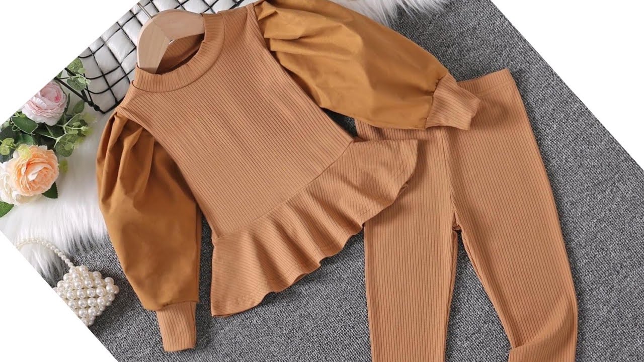 قص وخياطة طقم بناتى شتوى بدون باترون بطريقة سهلة جدا للمبتدئين