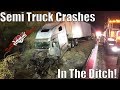 Semi  Truck Crashes Into Ditch And Bridge