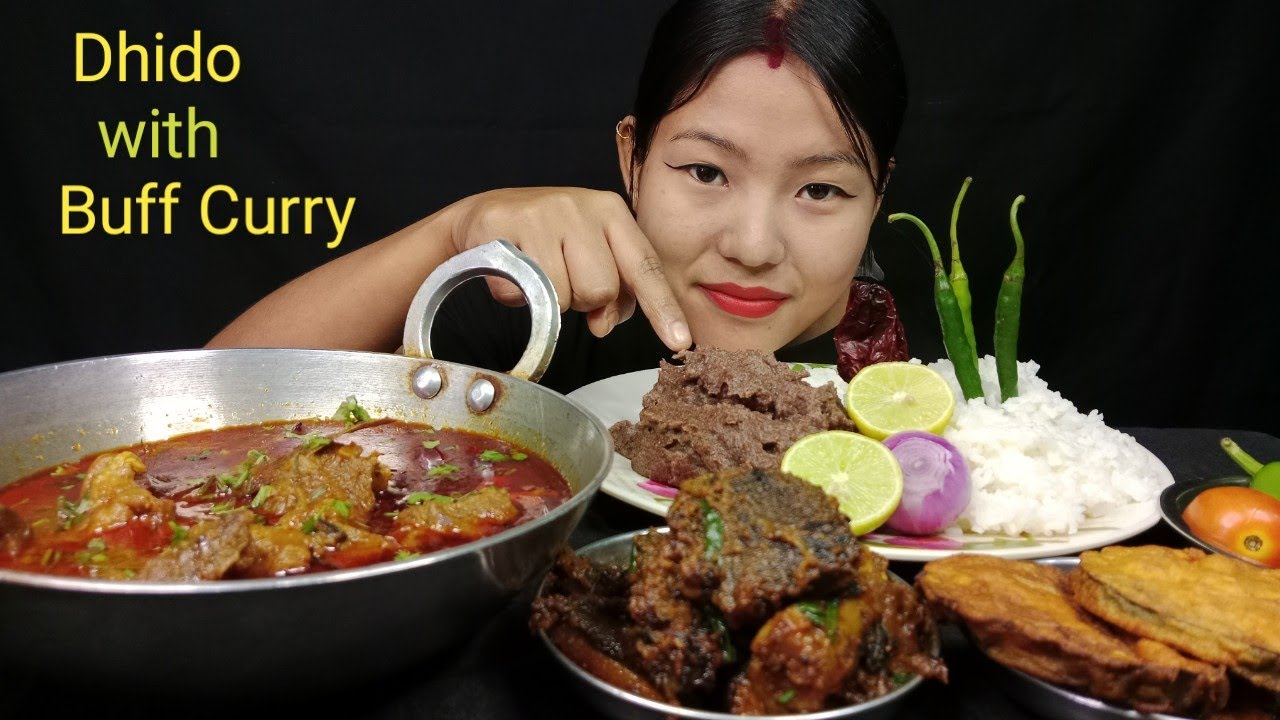 Authentic Nepali Food Dhido With Buff Curry Buffalotripe Nepali