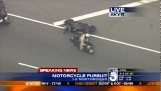 Dramatic end to high speed police motorcycle chase on california
freeway