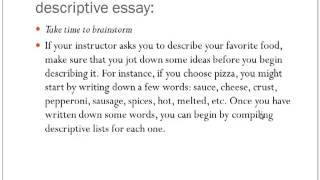 descriptive essay rubric