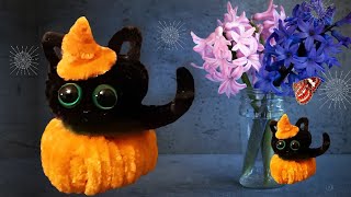 Wow! How to Make CUTE Cat & Pumpkin with Pipe Cleaner 🎃🐈 😽