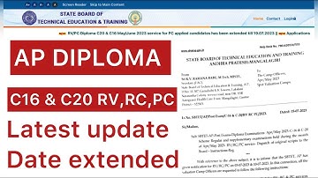 AP DIPLOMA C20 & C16 RV,RC,PC LATEST UPDATE | REVERIFICATION APPLYING & EXTENDED