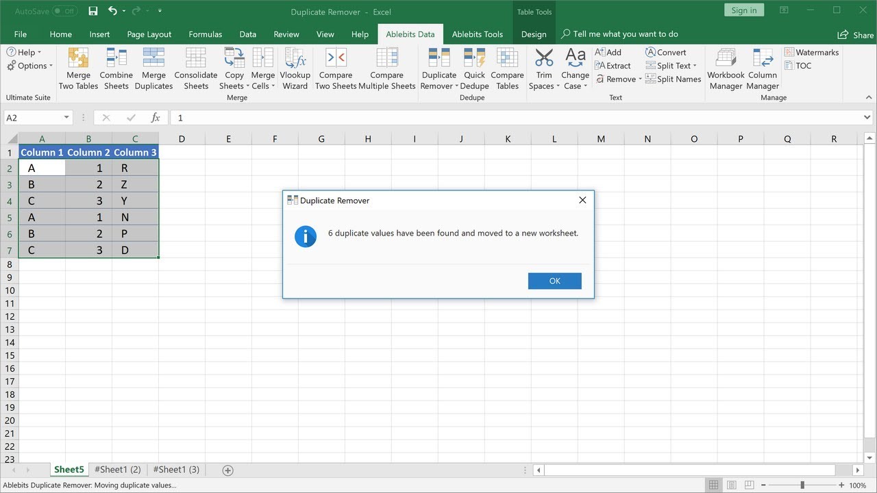 excel find duplicates make new table