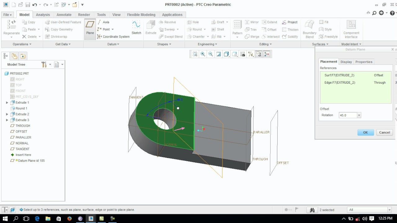How to create planes in creo 3.0 YouTube