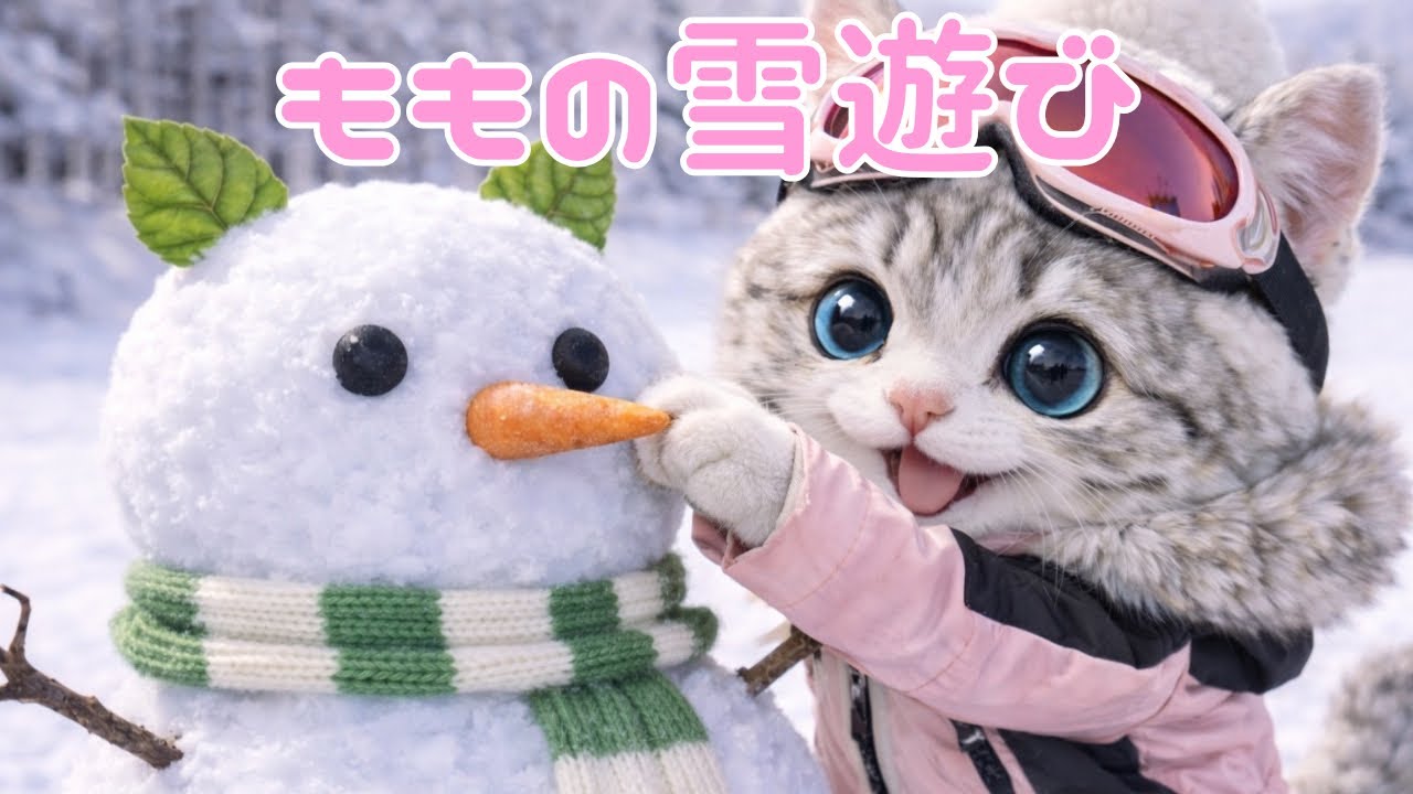 【ゆるふわ猫】❄️ももの雪遊び⛄️ Momo in the Snow 🌨️雪遊びを楽しむもも！【a fluffy cat Momo】