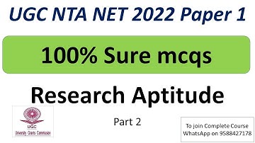100% Sure mcqs | Research Aptitude | Paper 1 UGC NET 2022