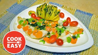Foil-Baked Cod with Veggies and Dill Butter - Healthy light dish