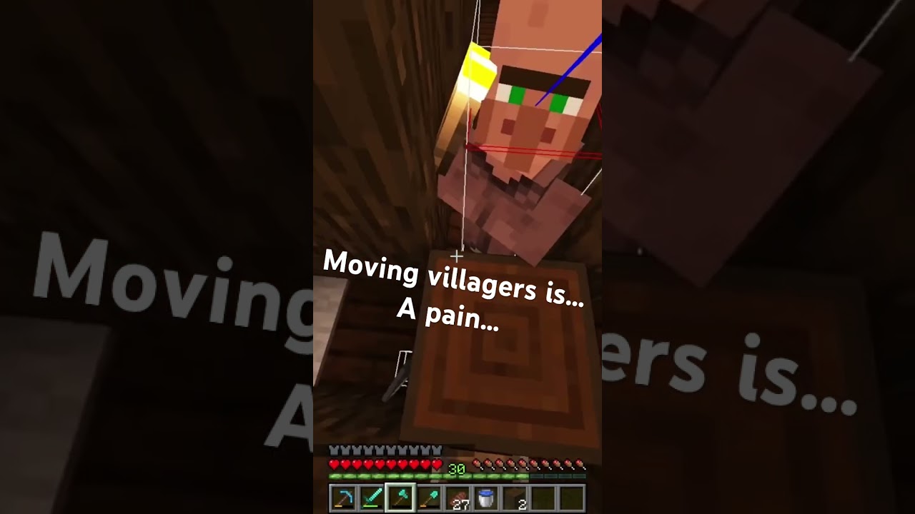 Moving villagers is a pain! #minecraft #gaming #survival #village #minecraftfarm