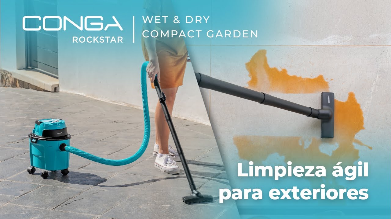 Aspirador de s&oacute;lidos e l&iacute;quidos Conga Rockstar Wet & Dry Compact Garden de 10 L e 1000 W.