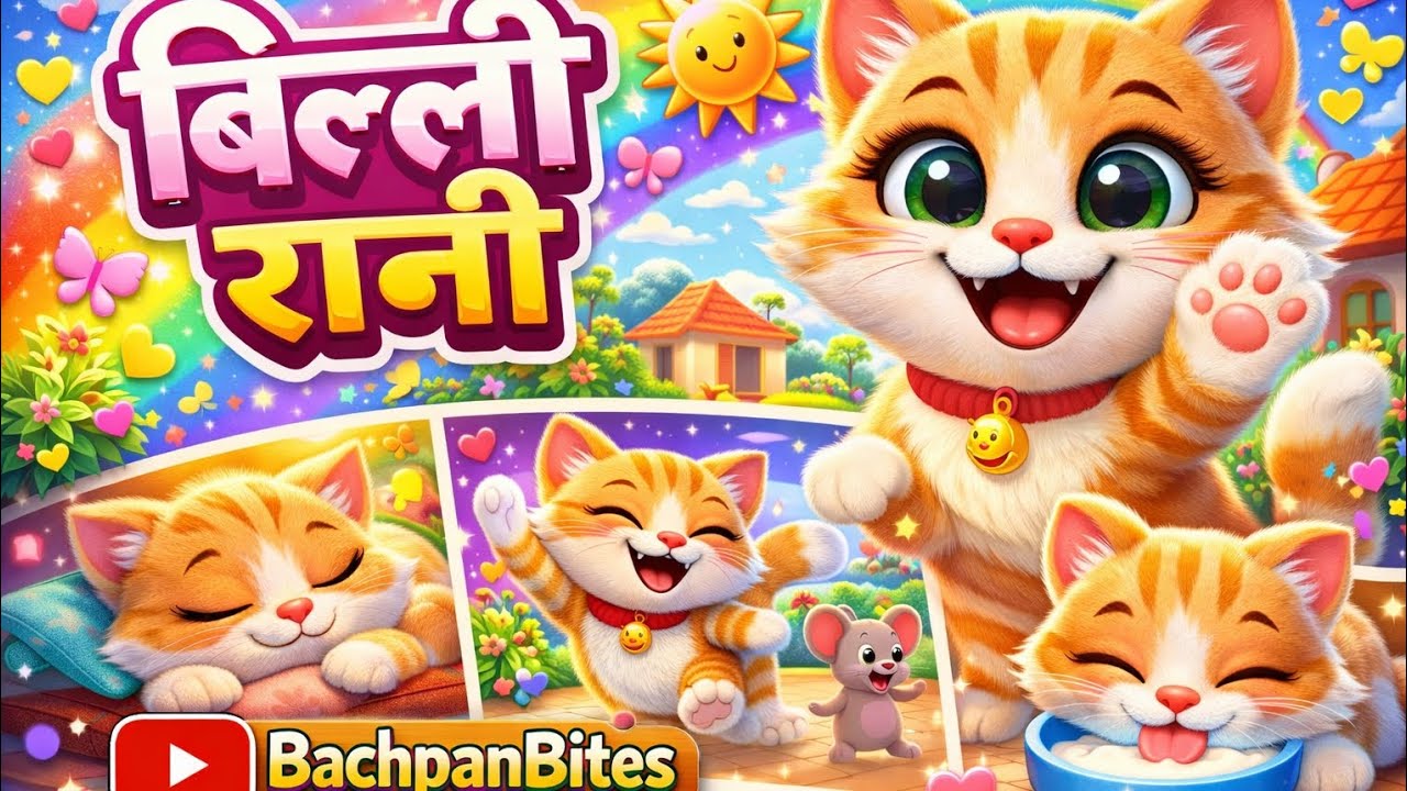 बिल्ली रानी 🐱 | Cute Cat Cartoon Song for Kids | BachpanBites 