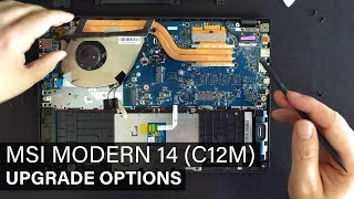MSI MODERN 14 C12M DISASSEMBLY and UPGRADE OPTIONS (Storage, Thermal Paste, WiFi)